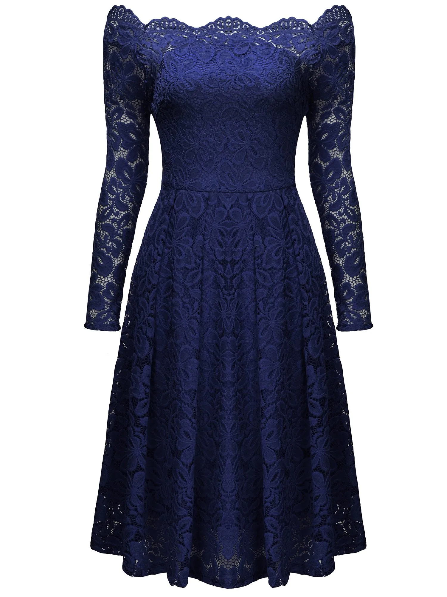 Off-Shoulder Long Sleeve Lace Dress
