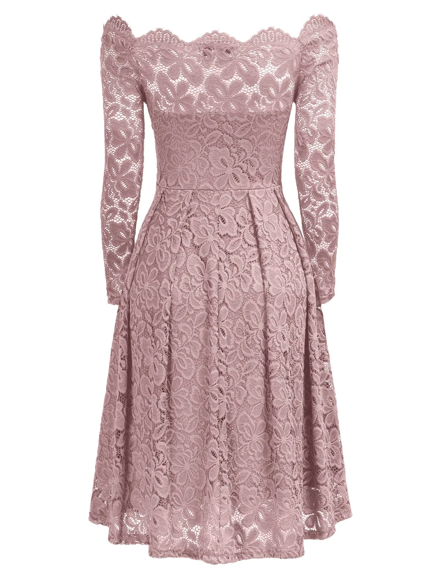 Off-Shoulder Long Sleeve Lace Dress