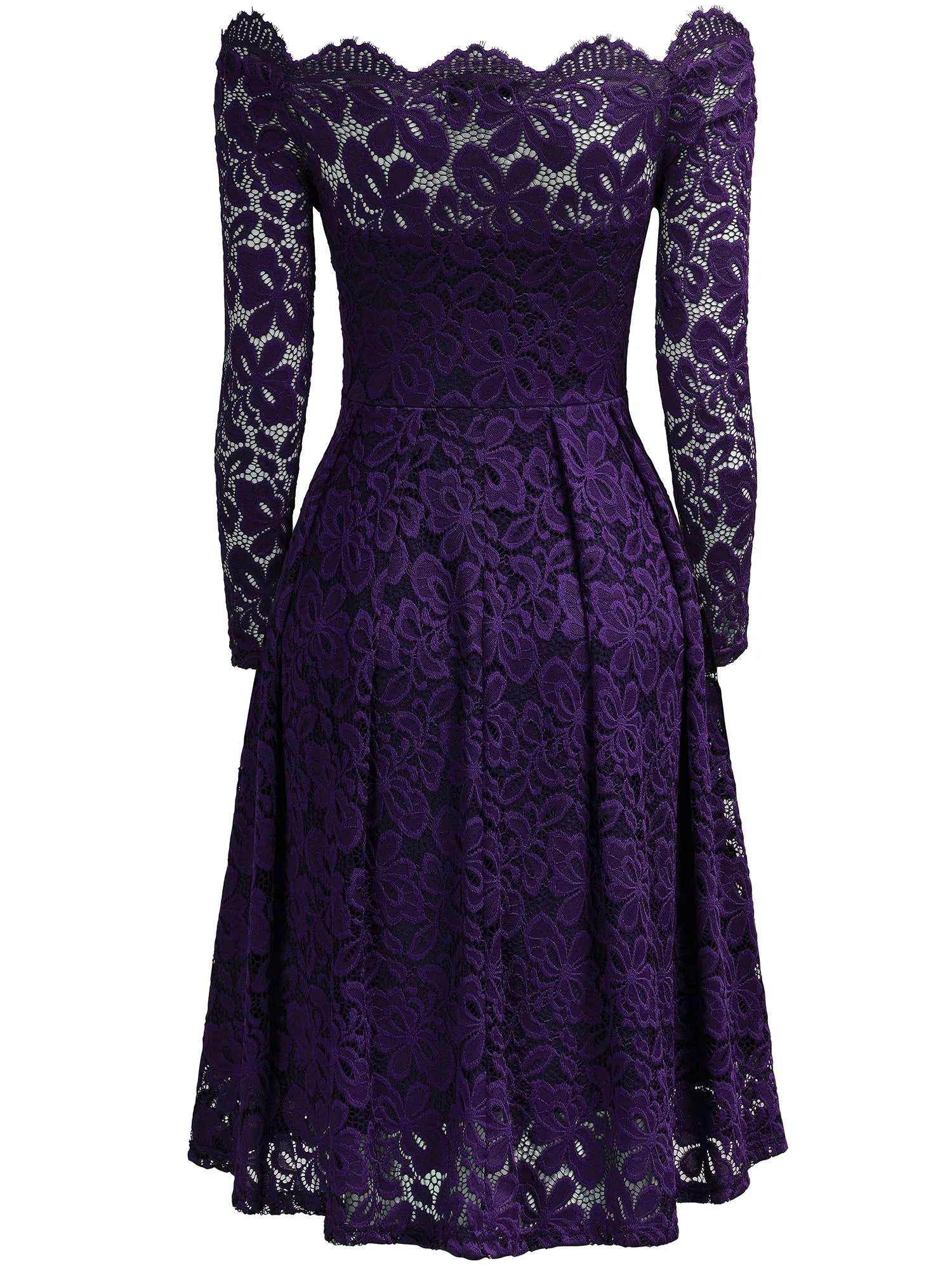 Off-Shoulder Long Sleeve Lace Dress