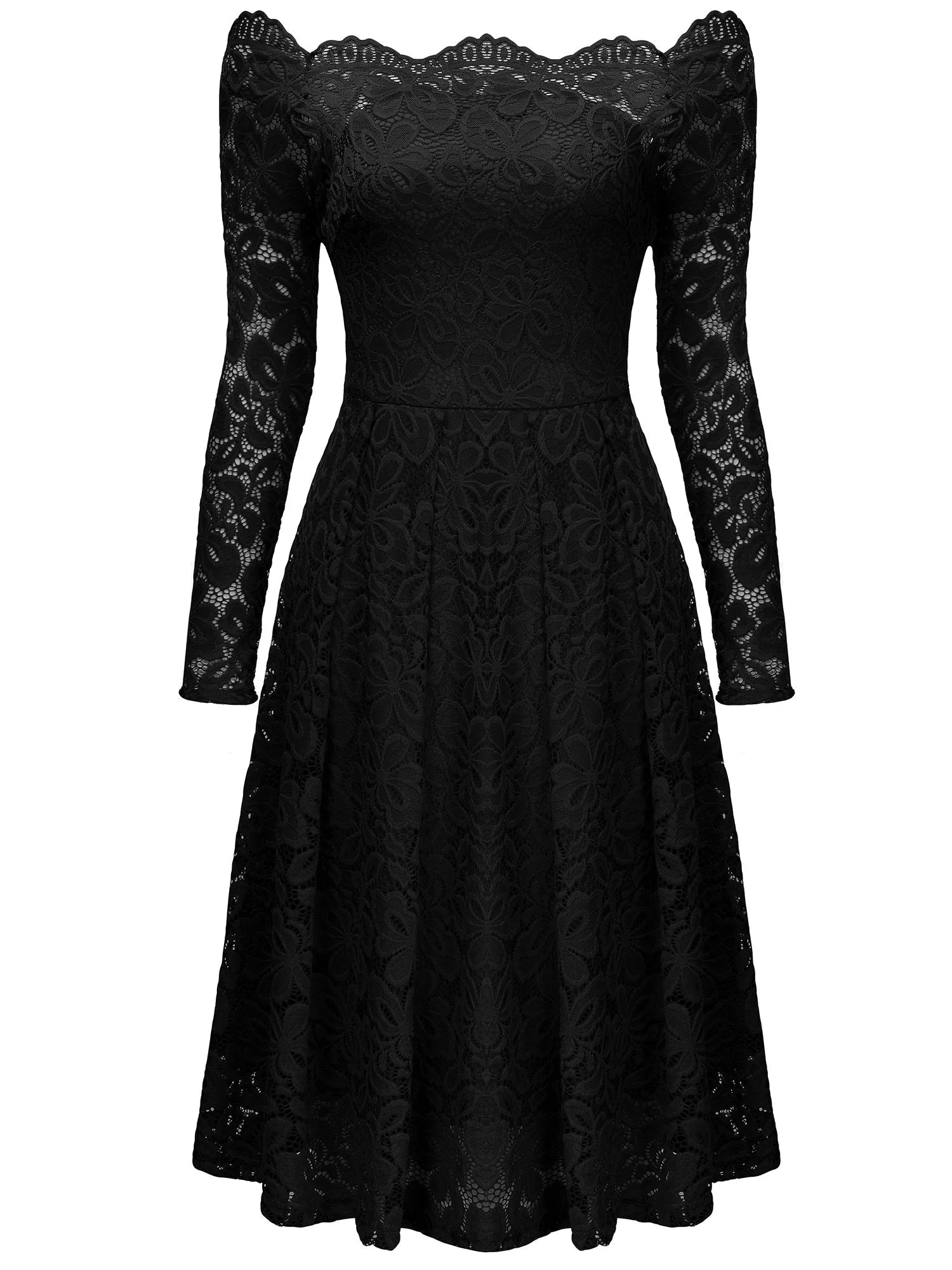 Off-Shoulder Long Sleeve Lace Dress