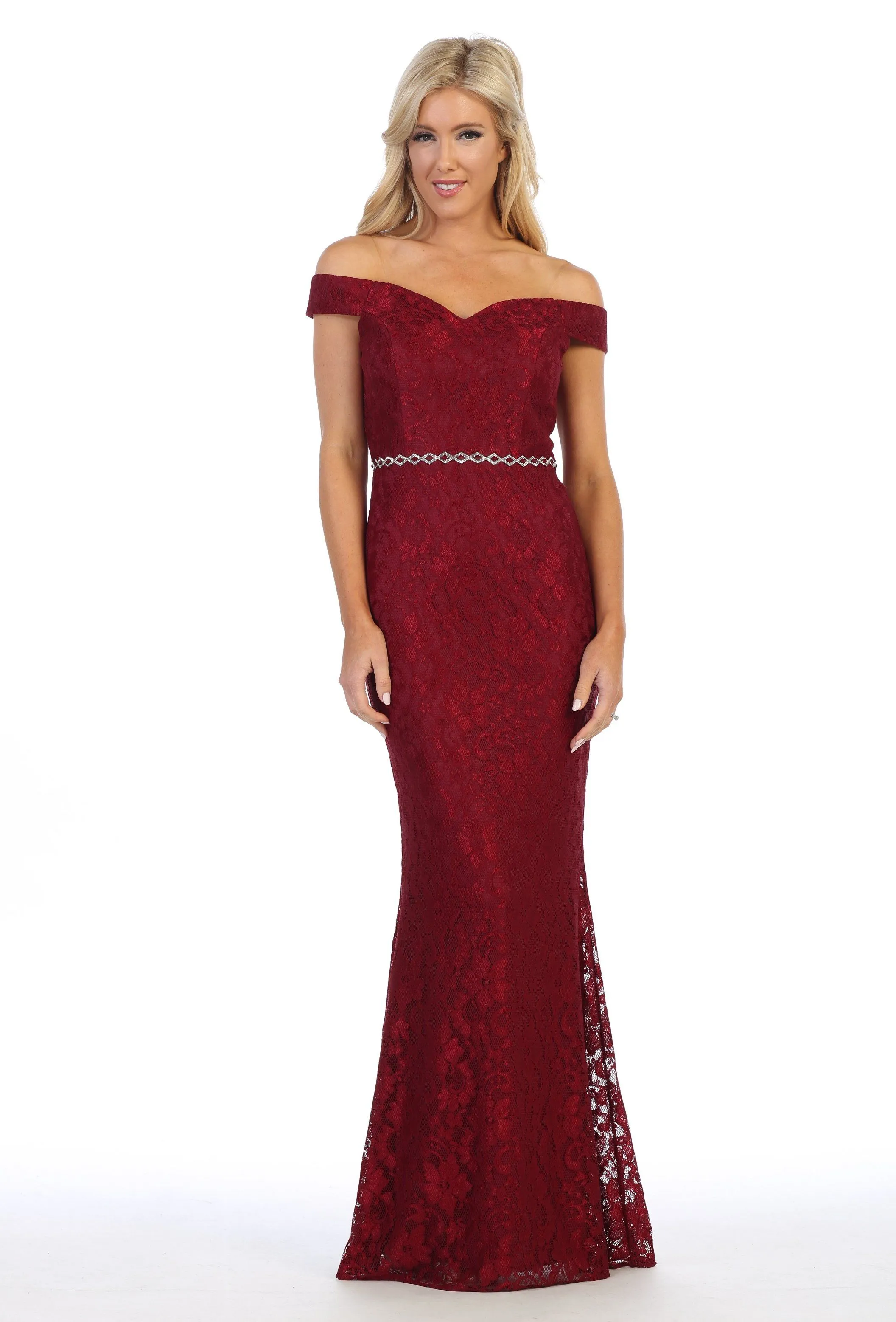 Off the Shoulder Lace Mermaid Dress by Celavie 6409