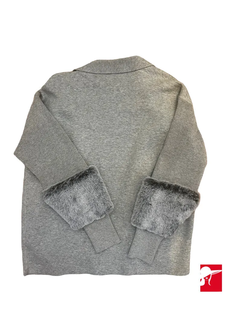 OST open front cardigan with faux fur trim NEW size XS