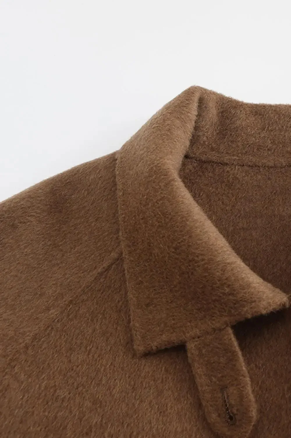 Oversized Wool Alpaca Stand Collar Cape Coat with Belt