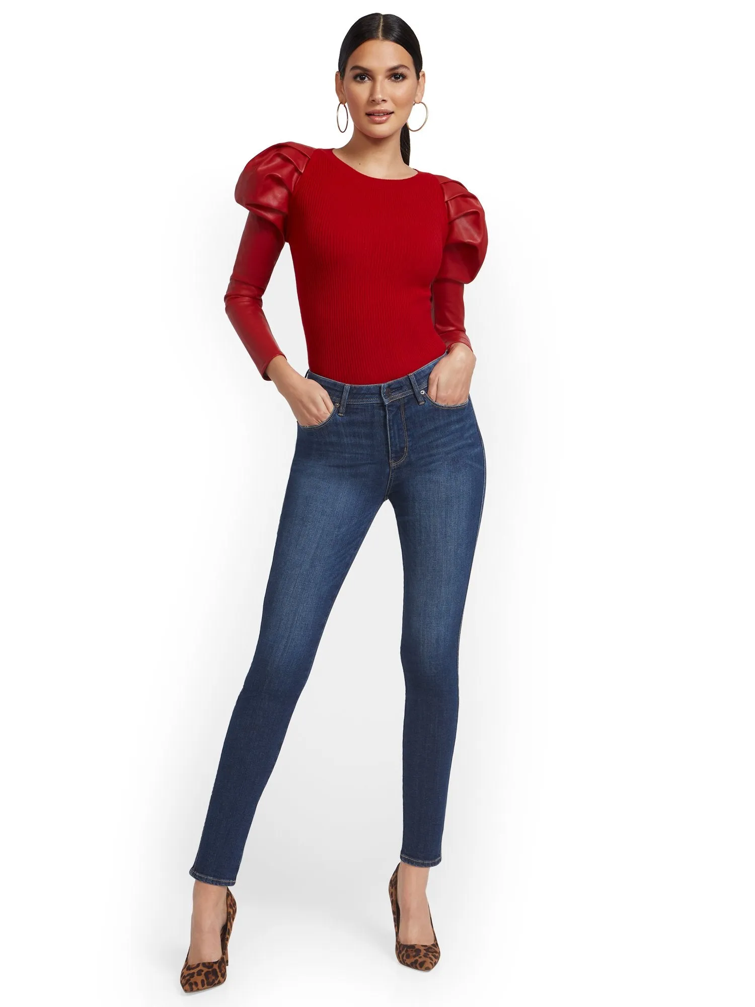 Petite Lexi High-Waisted Super-Skinny Jeans - Medium Indigo