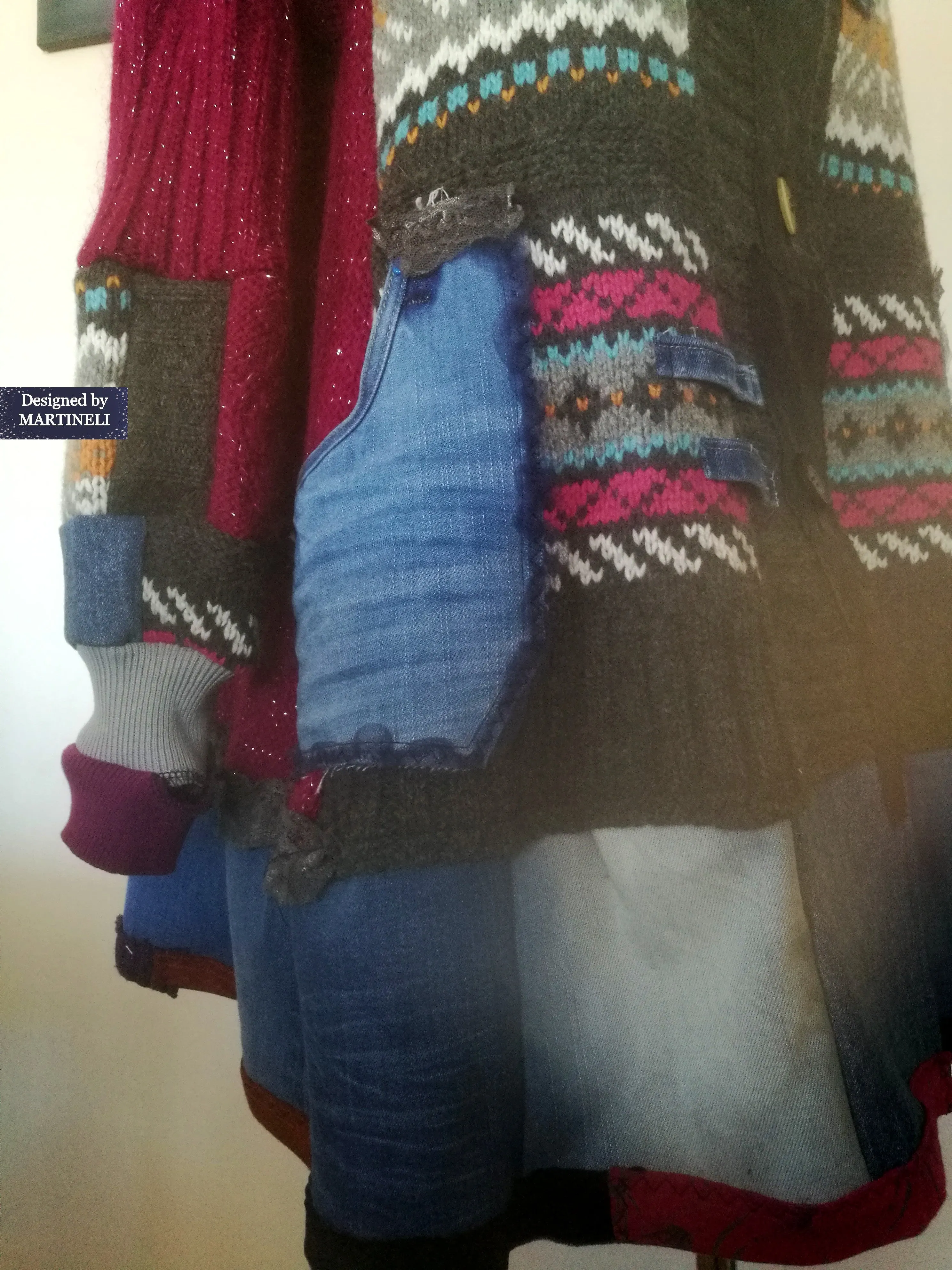Plus Size Wool Cardigan 3XL Pink Jacket Dress Loose Denim Jacket