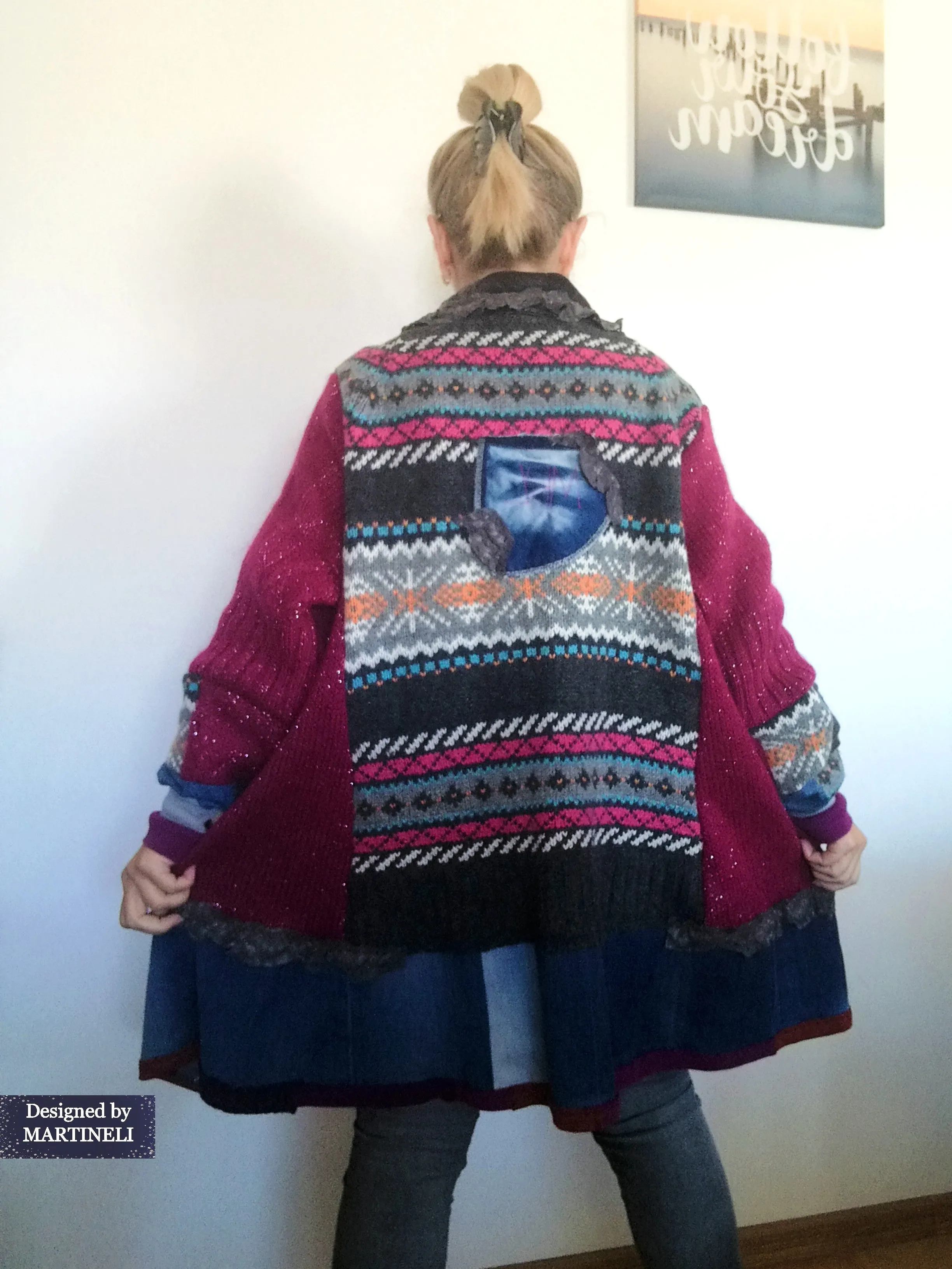Plus Size Wool Cardigan 3XL Pink Jacket Dress Loose Denim Jacket