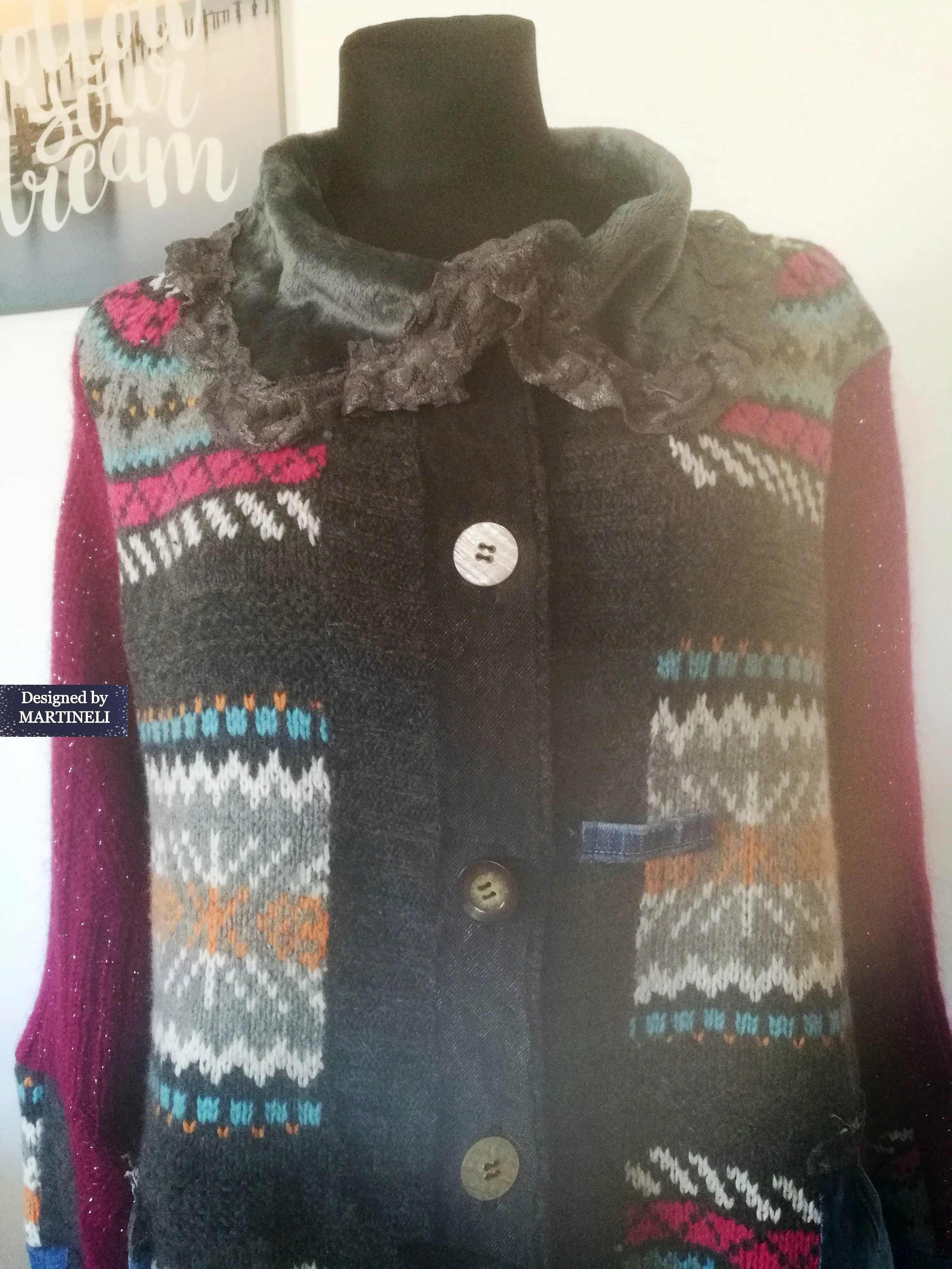 Plus Size Wool Cardigan 3XL Pink Jacket Dress Loose Denim Jacket