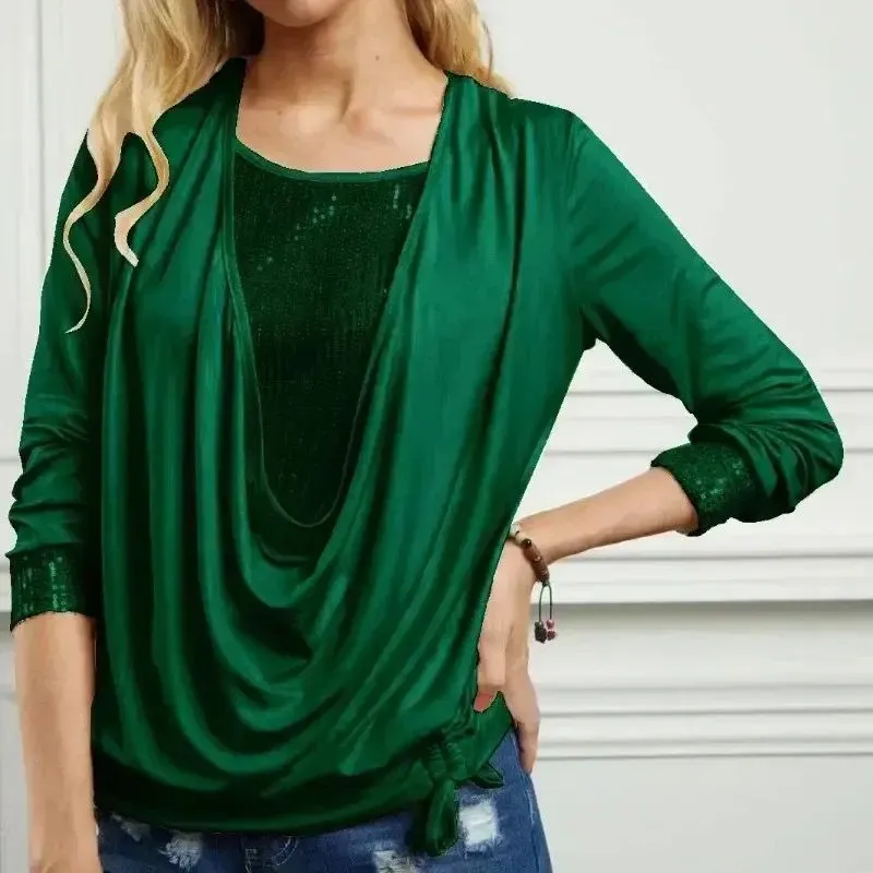 Popular Female Top Comfortable Women Blouse U Neck Casual Women Shirt Blouse Costume Everyday Wear X3964121