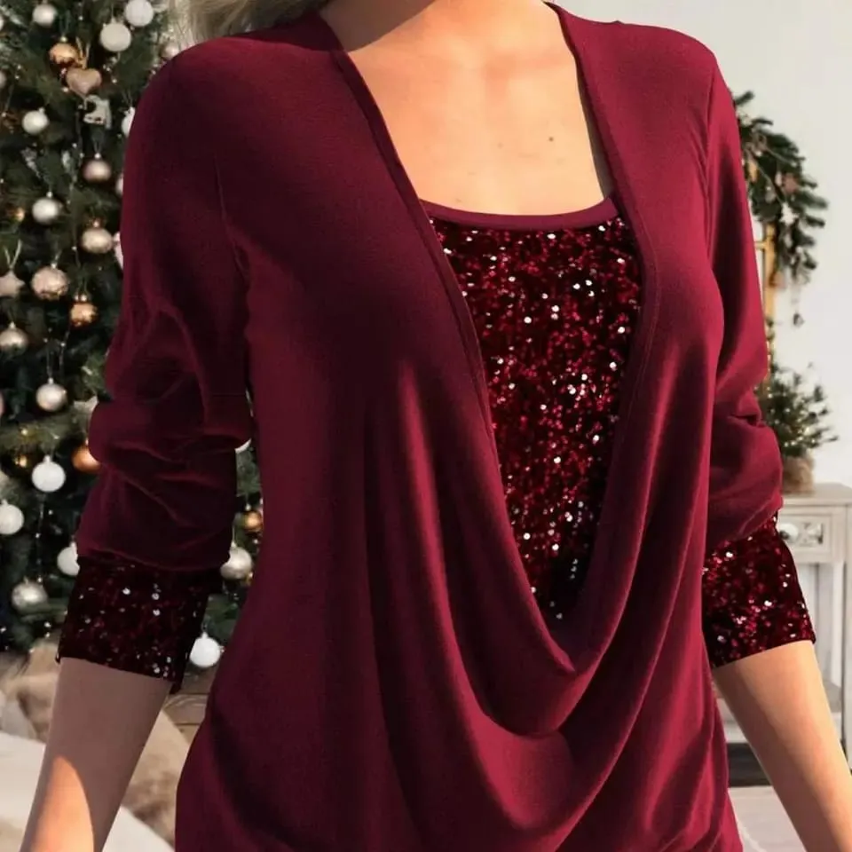 Popular Female Top Comfortable Women Blouse U Neck Casual Women Shirt Blouse Costume Everyday Wear X3964121