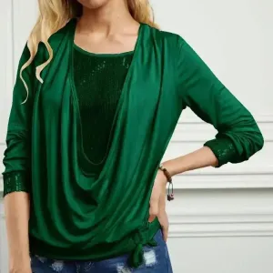 Popular Female Top Comfortable Women Blouse U Neck Casual Women Shirt Blouse Costume Everyday Wear X3964121