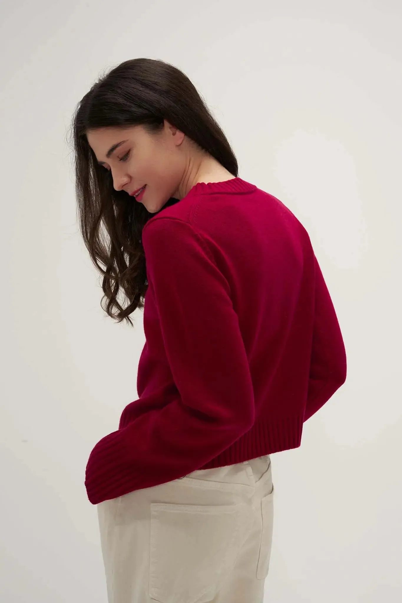 Ribbed Edge Sweater in Cashmere and Wool