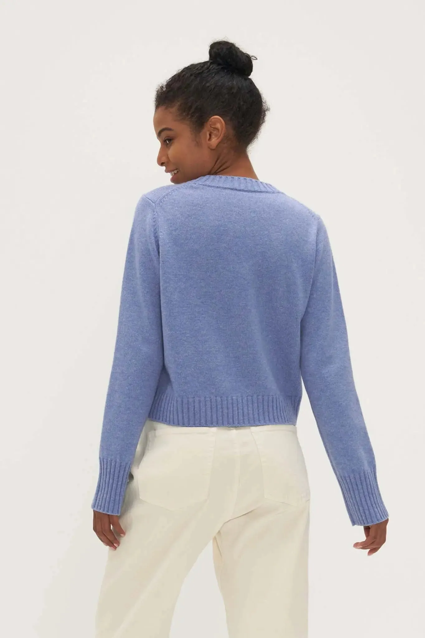 Ribbed Edge Sweater in Cashmere and Wool