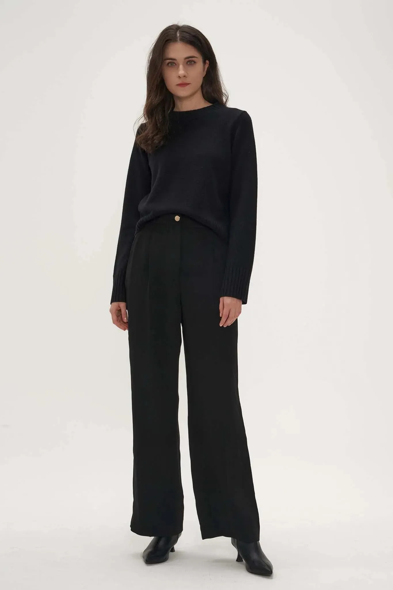 Ribbed Edge Sweater in Cashmere and Wool