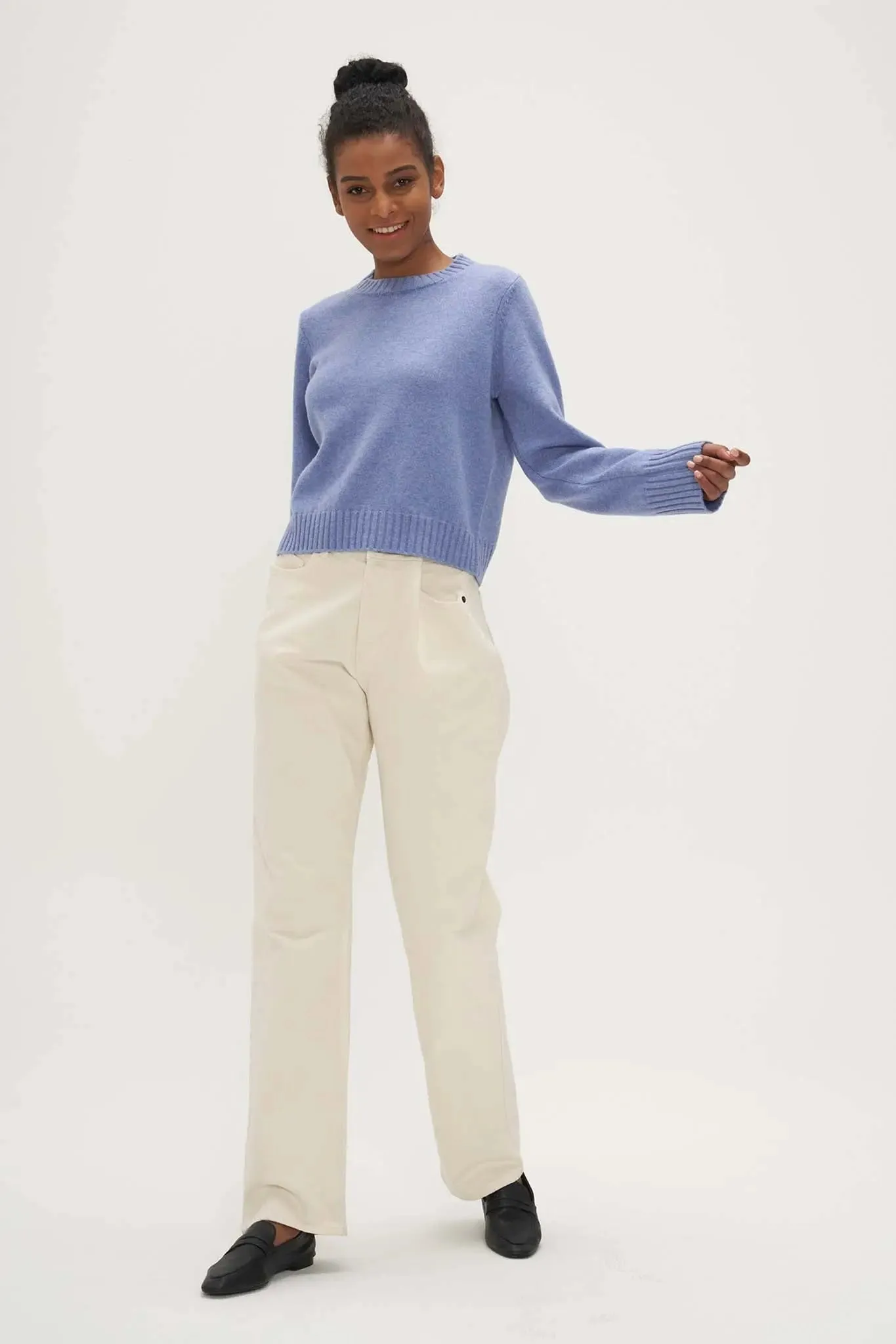 Ribbed Edge Sweater in Cashmere and Wool