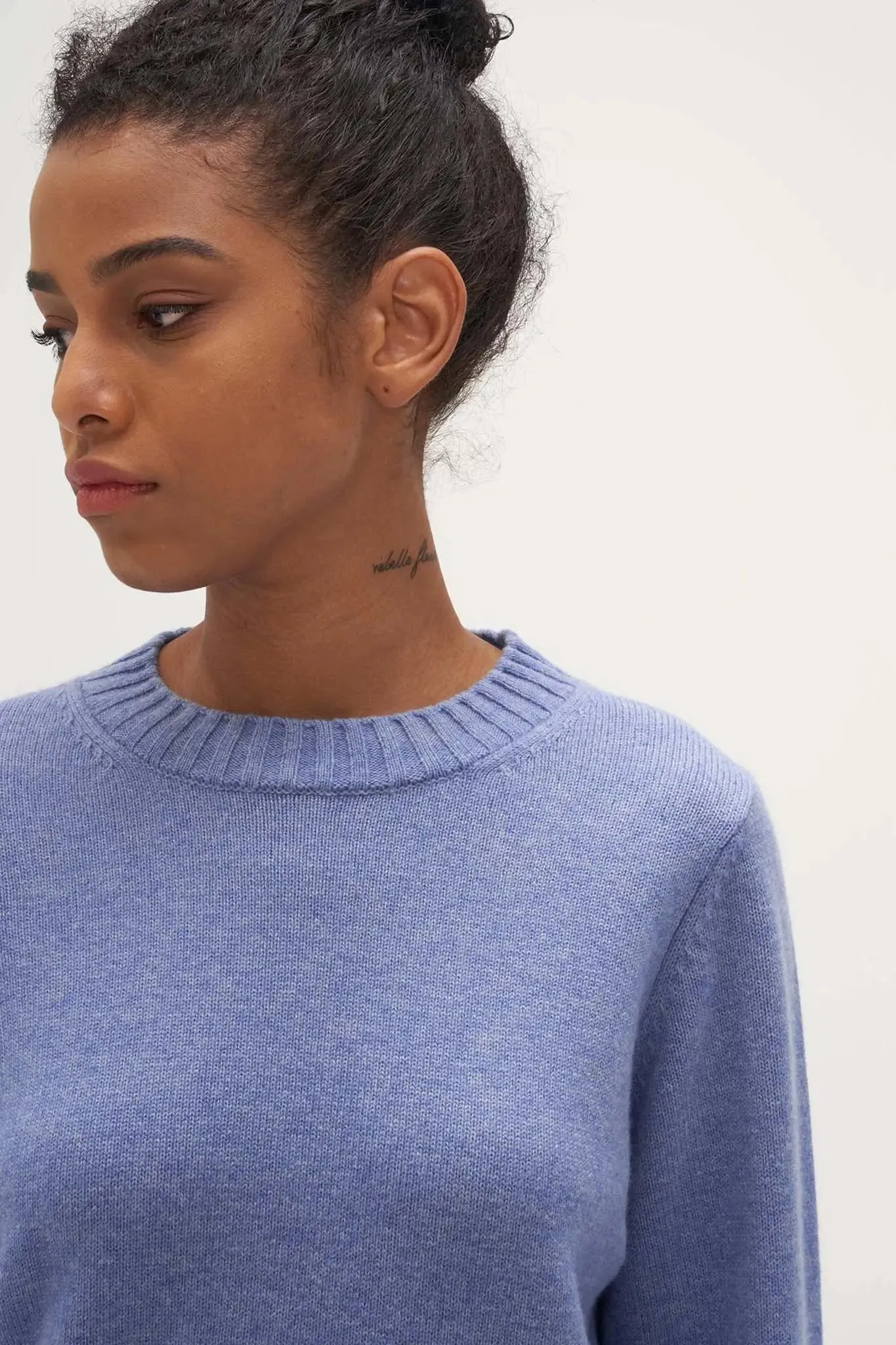 Ribbed Edge Sweater in Cashmere and Wool