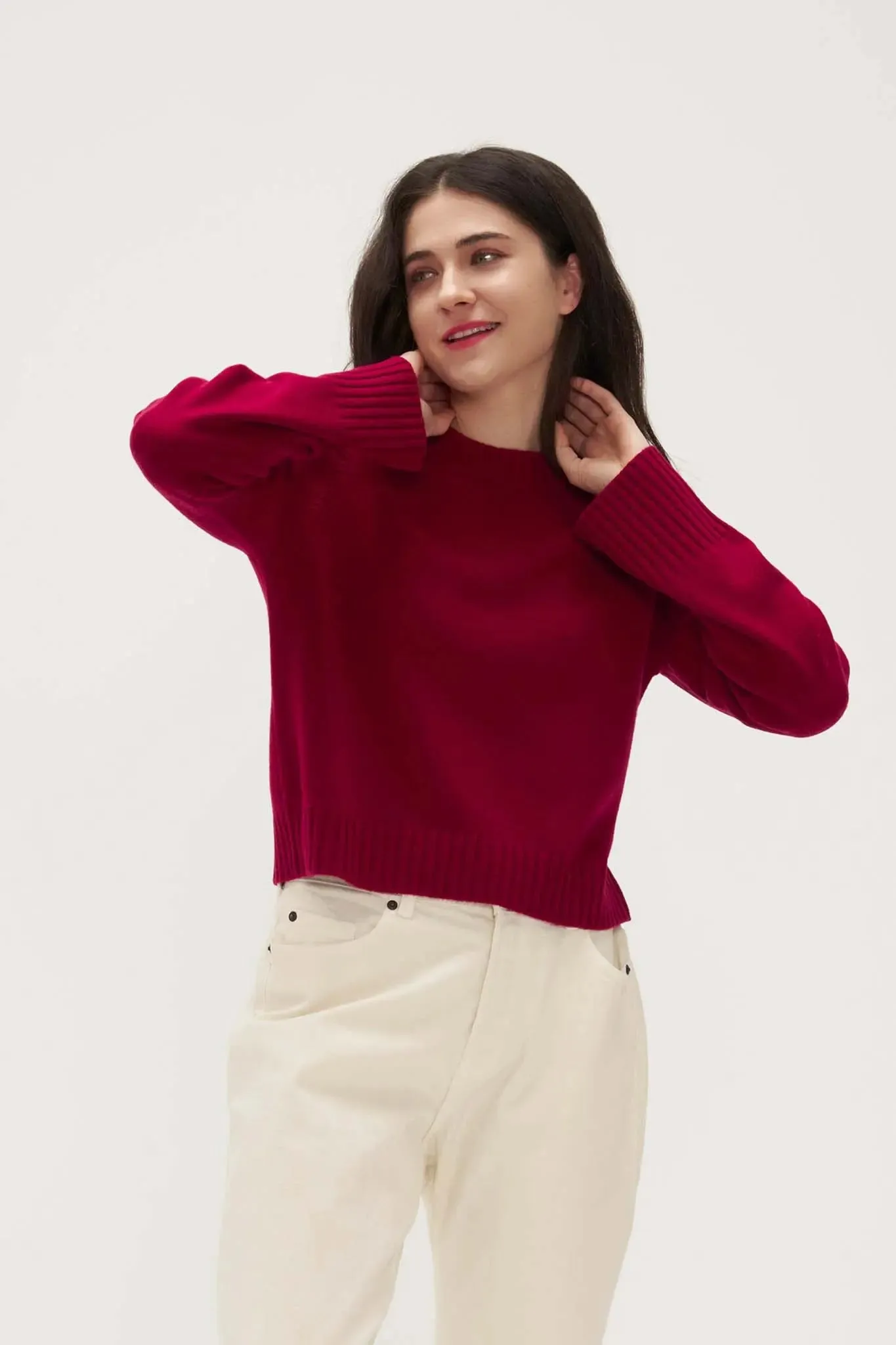Ribbed Edge Sweater in Cashmere and Wool