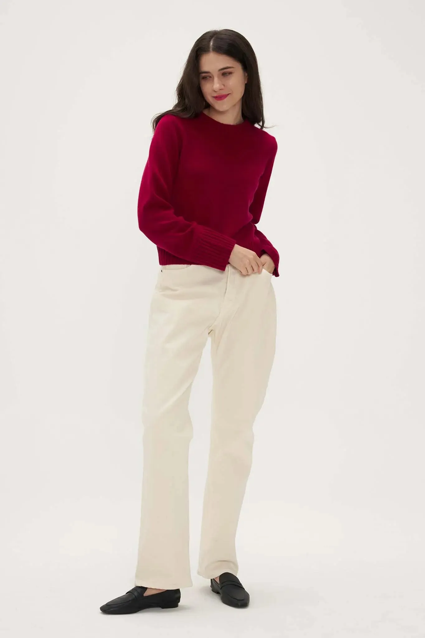Ribbed Edge Sweater in Cashmere and Wool