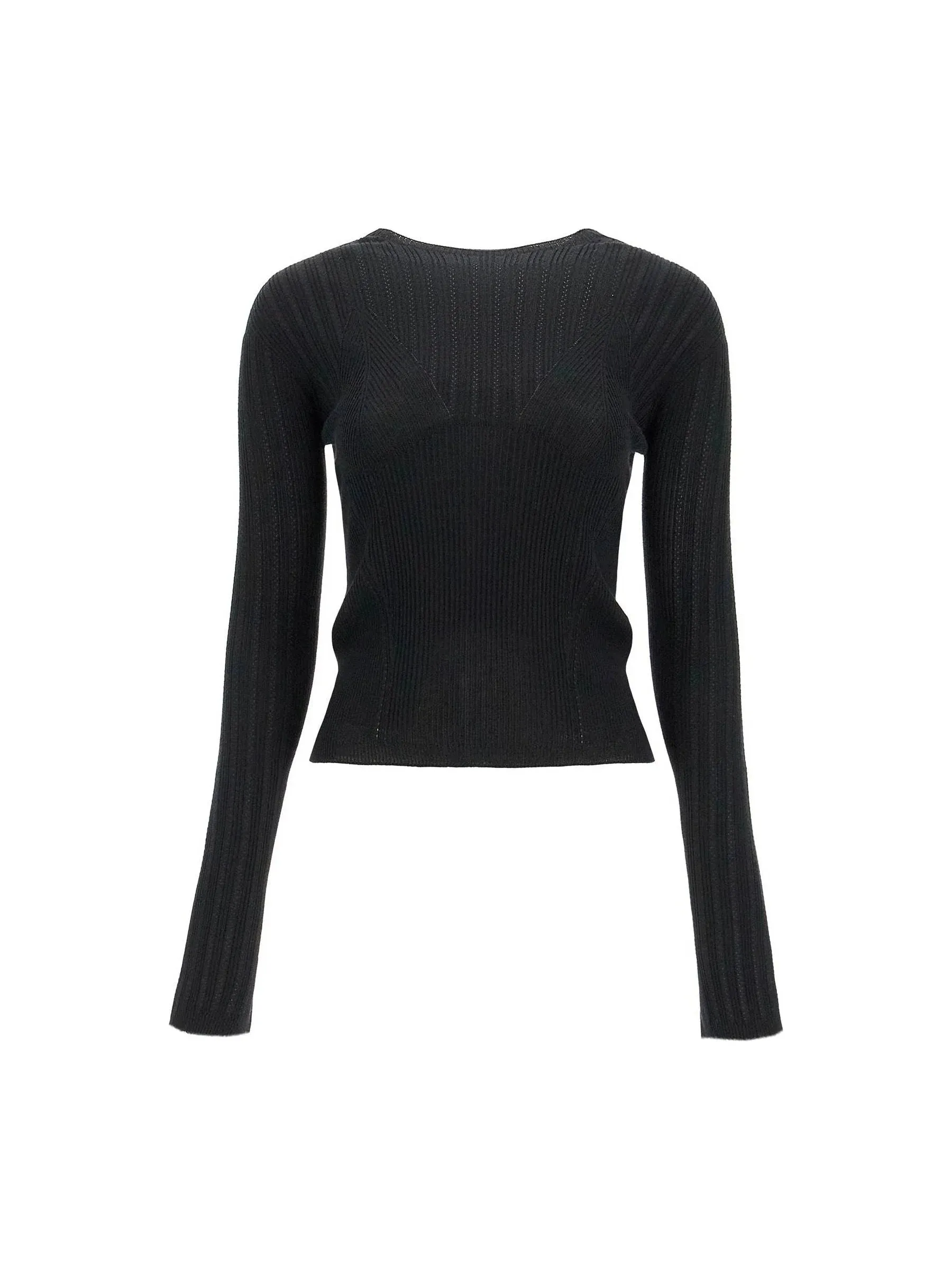 Ribbed Knit Wool Sweater