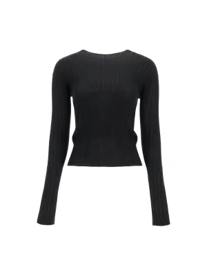 Ribbed Knit Wool Sweater