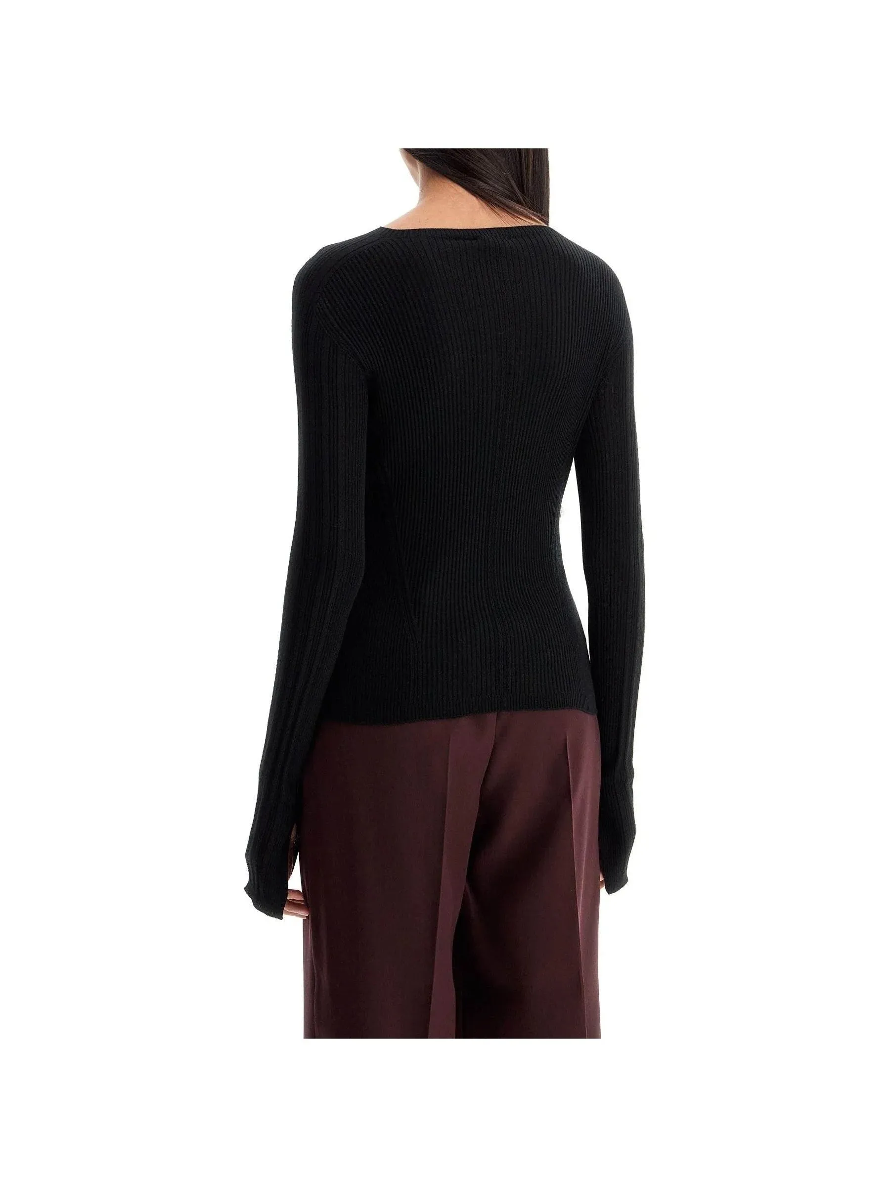 Ribbed Knit Wool Sweater