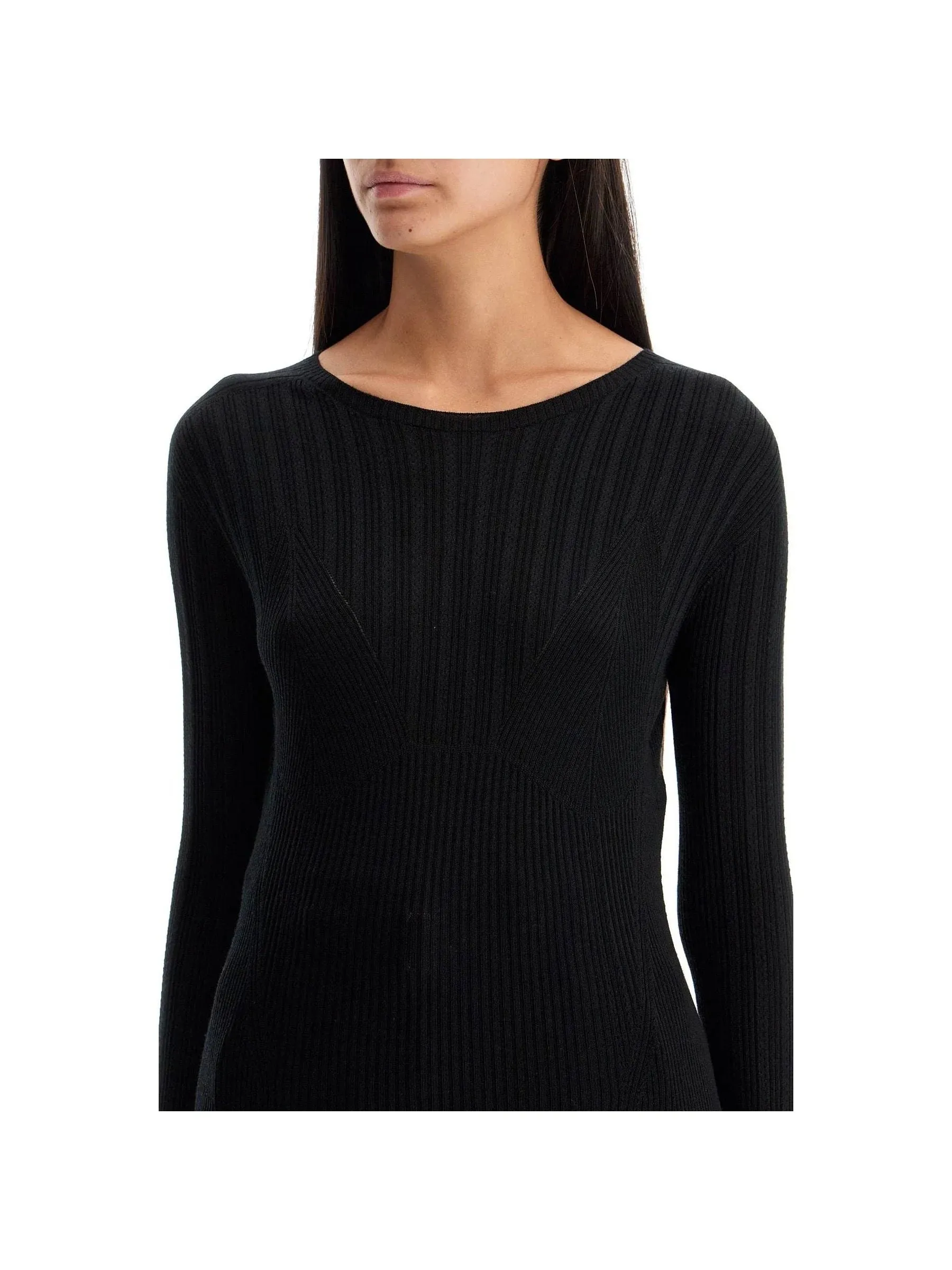 Ribbed Knit Wool Sweater