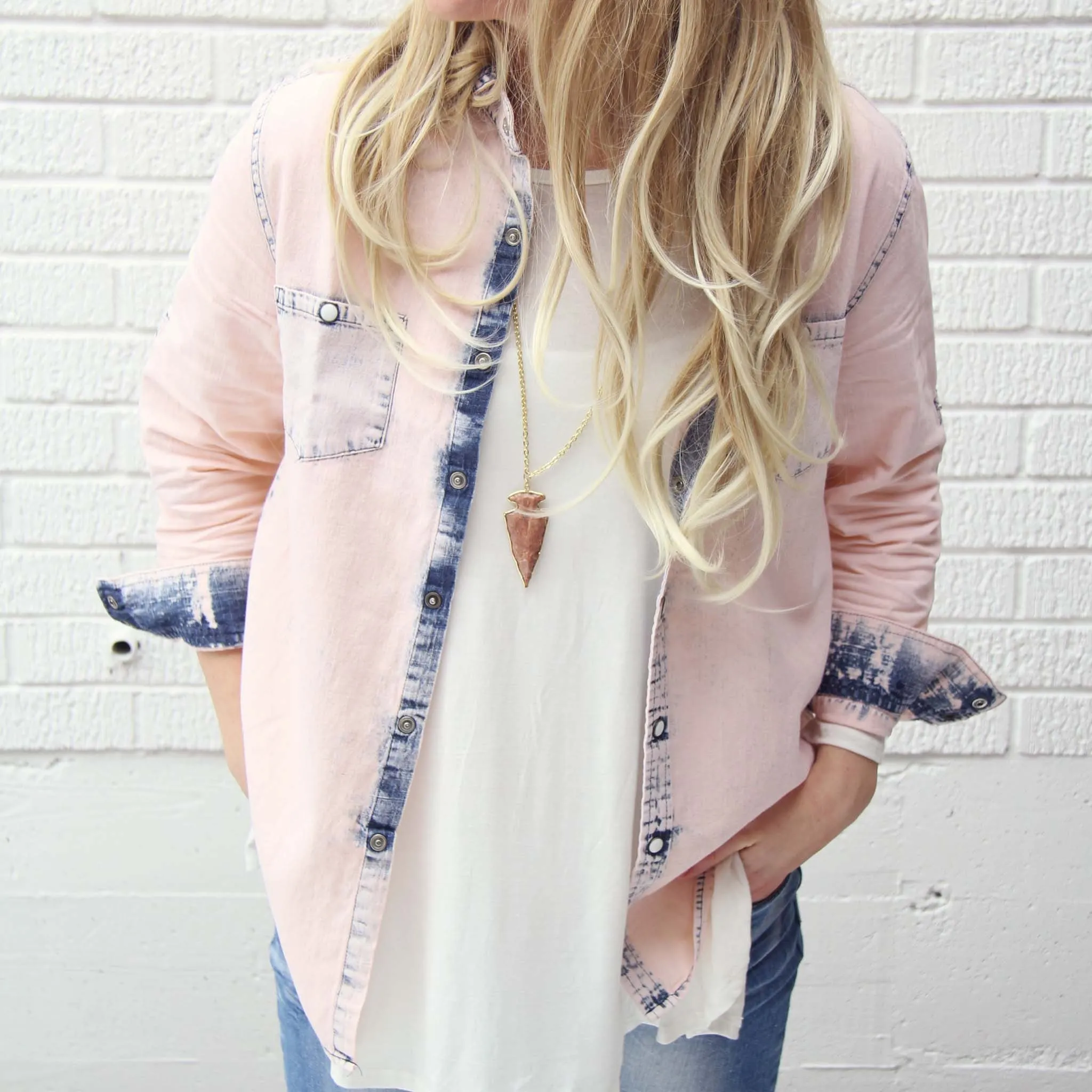 Rosé & Denim Shirt