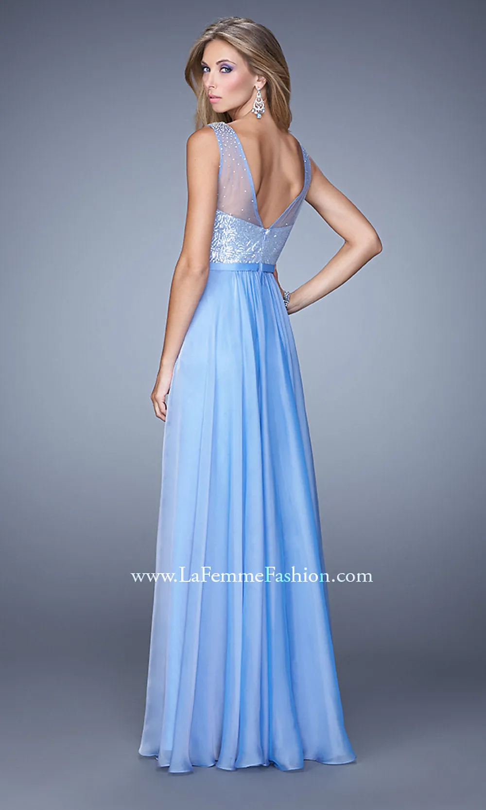 Sequin-Bodice La Femme Long Prom Dress