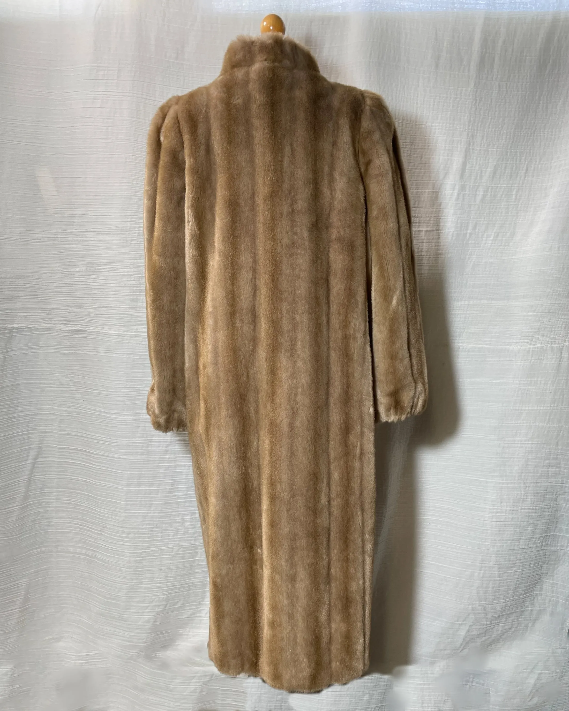 SOLD Vintage Faux Fur Mink Maxi Coat, Boxy Fit Puff Sleeves SZ 9/10
