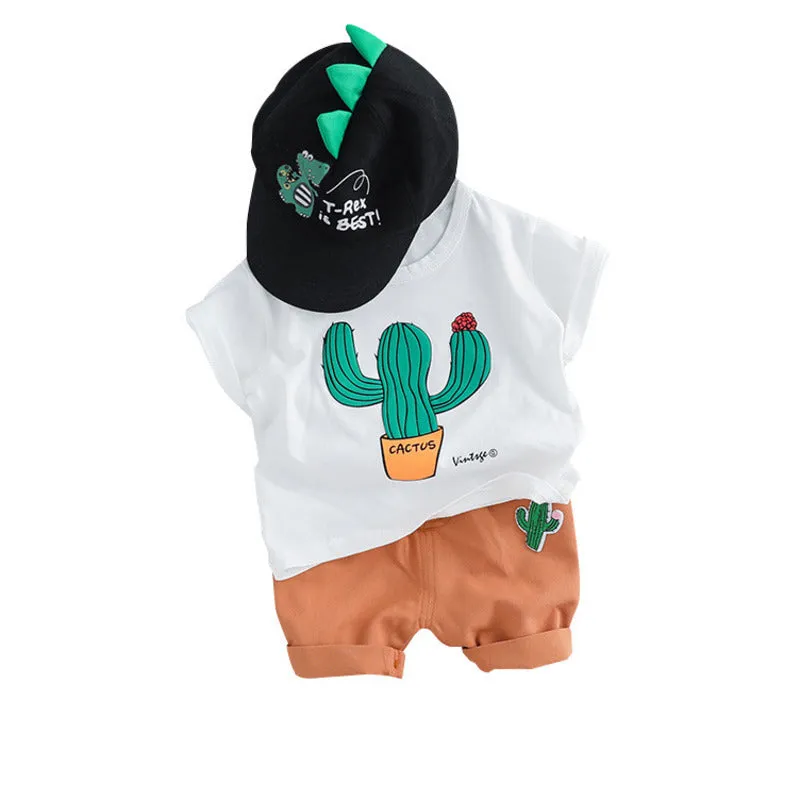 Summer Fashion Toddler Infant Clothing Sets Baby Girls Boy Clothes Suits Cactus T Shirt Shorts Kids Tracksuits Child Casual Wear