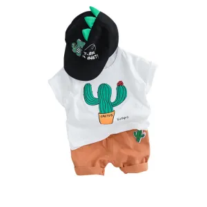 Summer Fashion Toddler Infant Clothing Sets Baby Girls Boy Clothes Suits Cactus T Shirt Shorts Kids Tracksuits Child Casual Wear