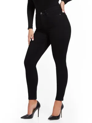 Super High-Waisted No-Gap Super-Skinny Jeans - Black