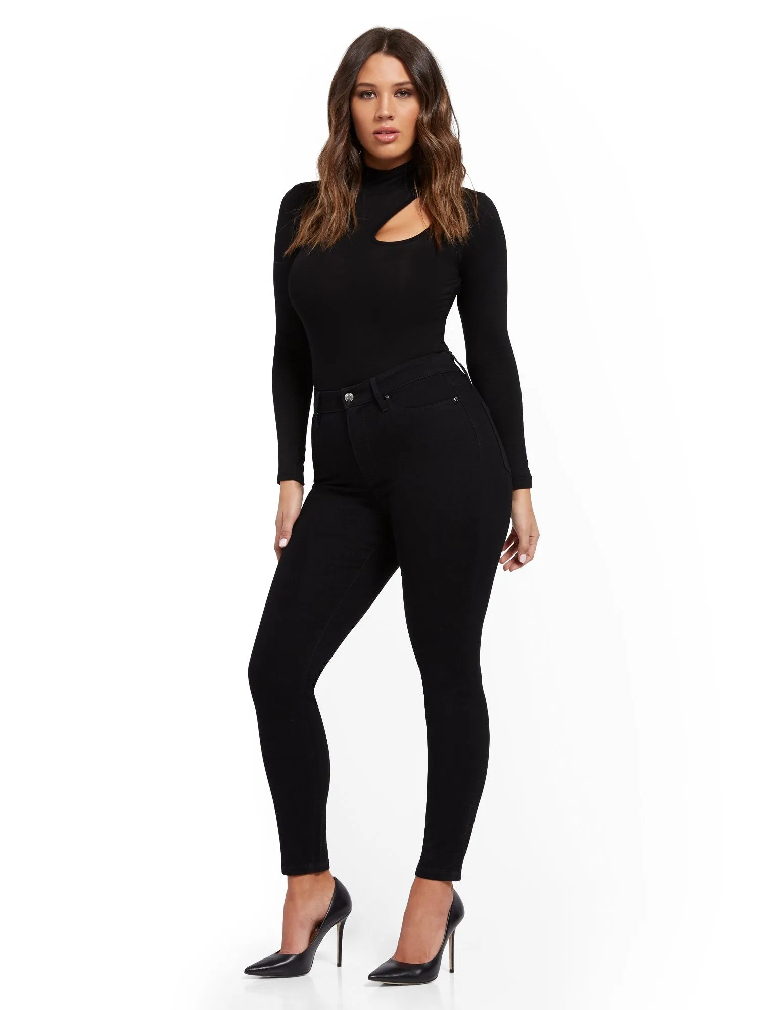 Super High-Waisted No-Gap Super-Skinny Jeans - Black