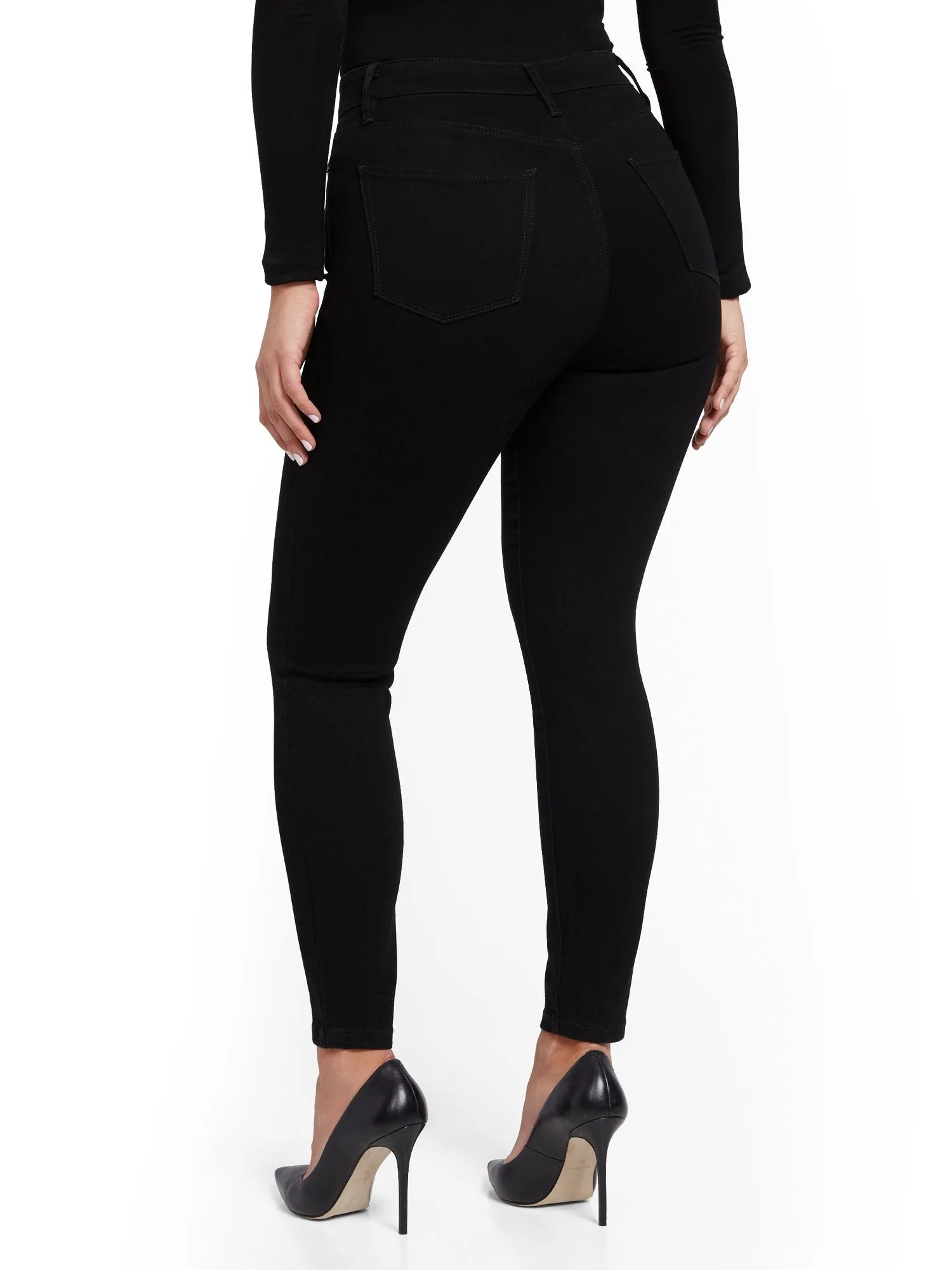 Super High-Waisted No-Gap Super-Skinny Jeans - Black