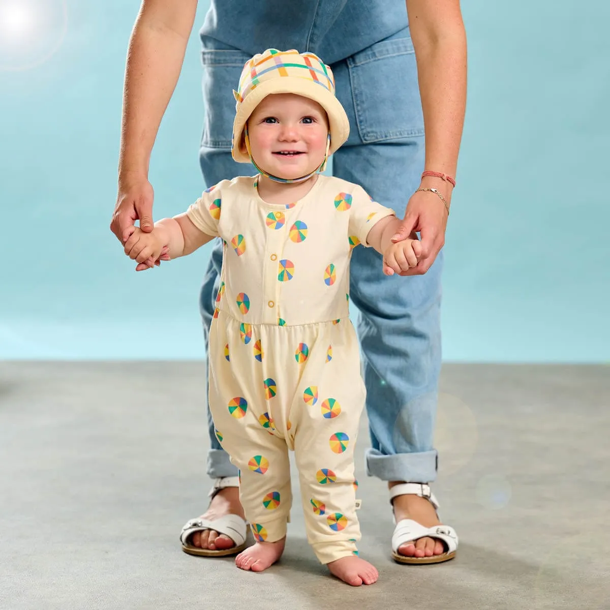 The Bonnie Mob Baby Girls Cabin Parasol Jumpsuit in Ivory