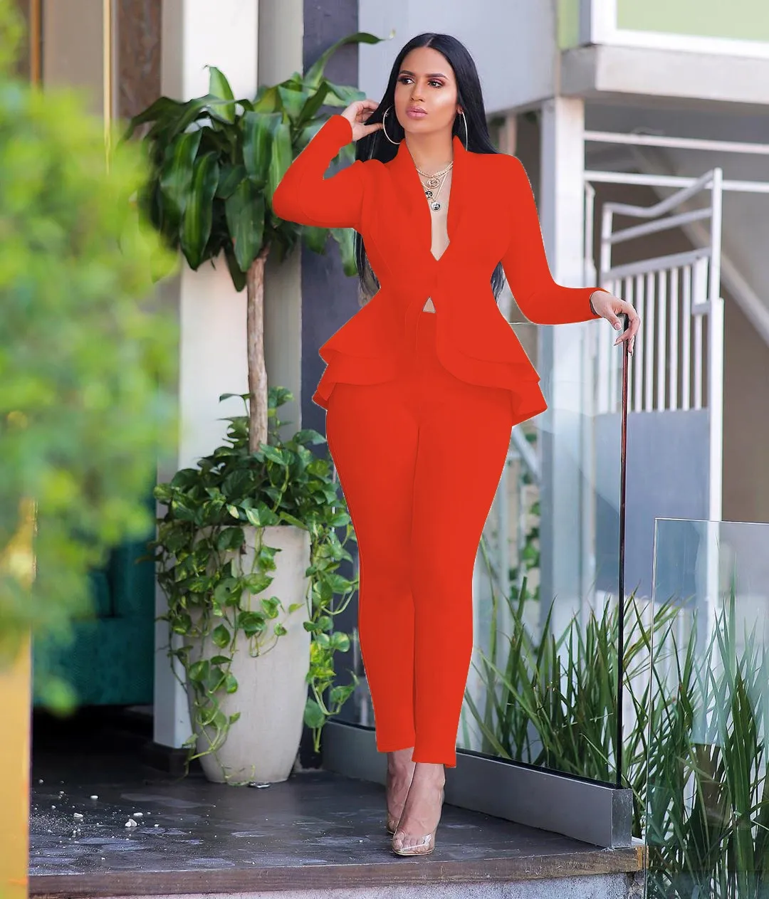 Trendy Ruffle Top Full Sleeve And Bottom Pants Set