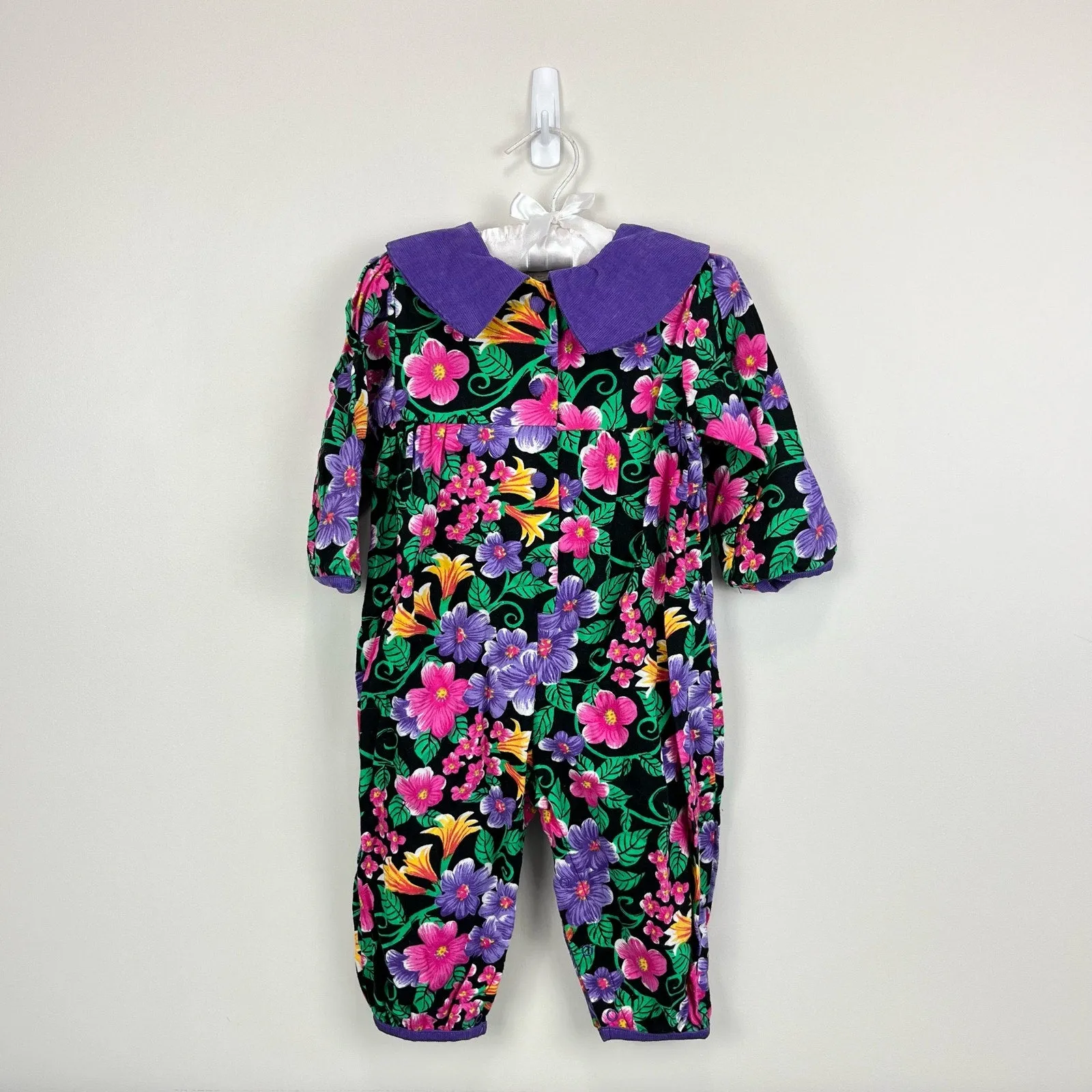 Vintage Baby Beluga New York Floral Jumpsuit & Bow 18 Months NWT