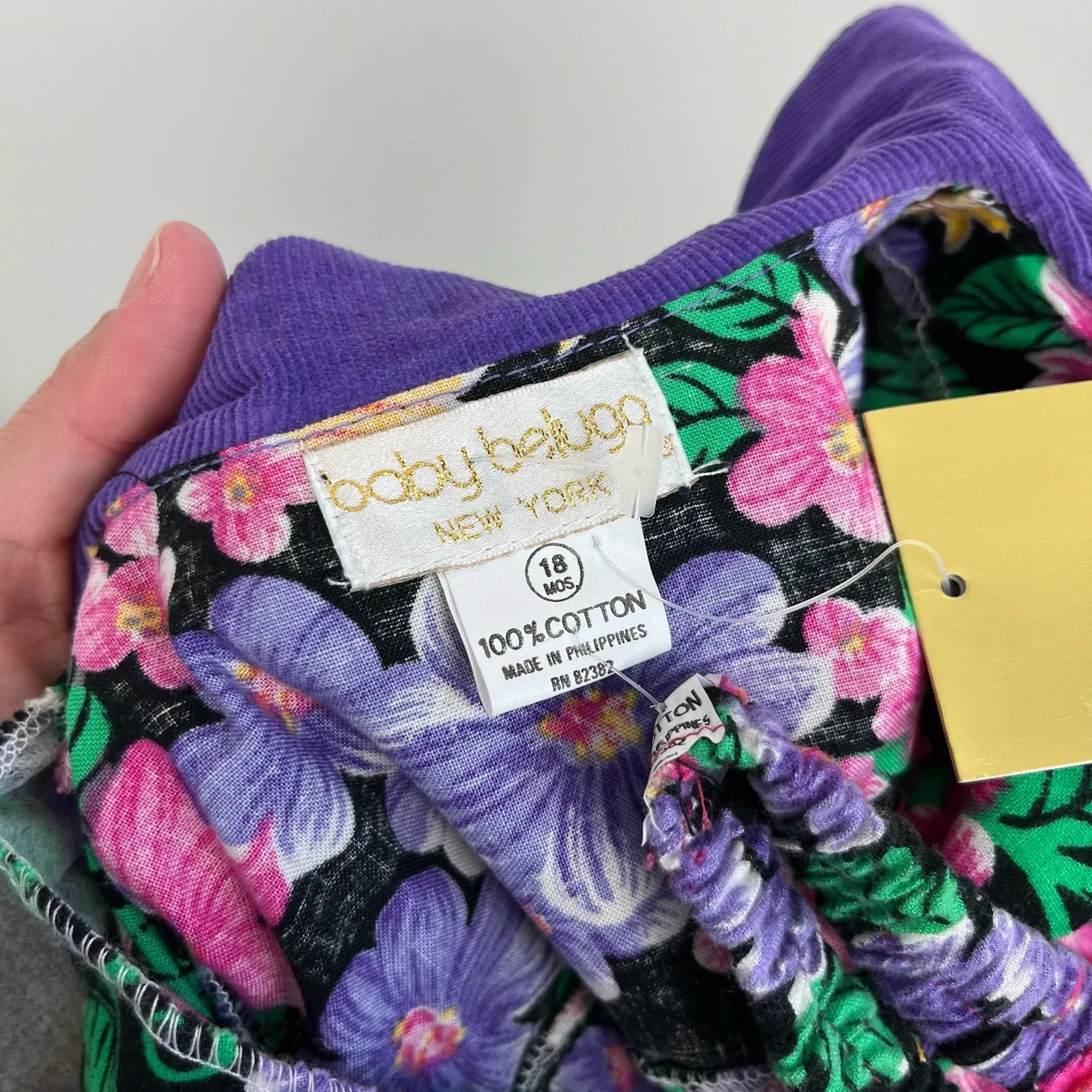 Vintage Baby Beluga New York Floral Jumpsuit & Bow 18 Months NWT