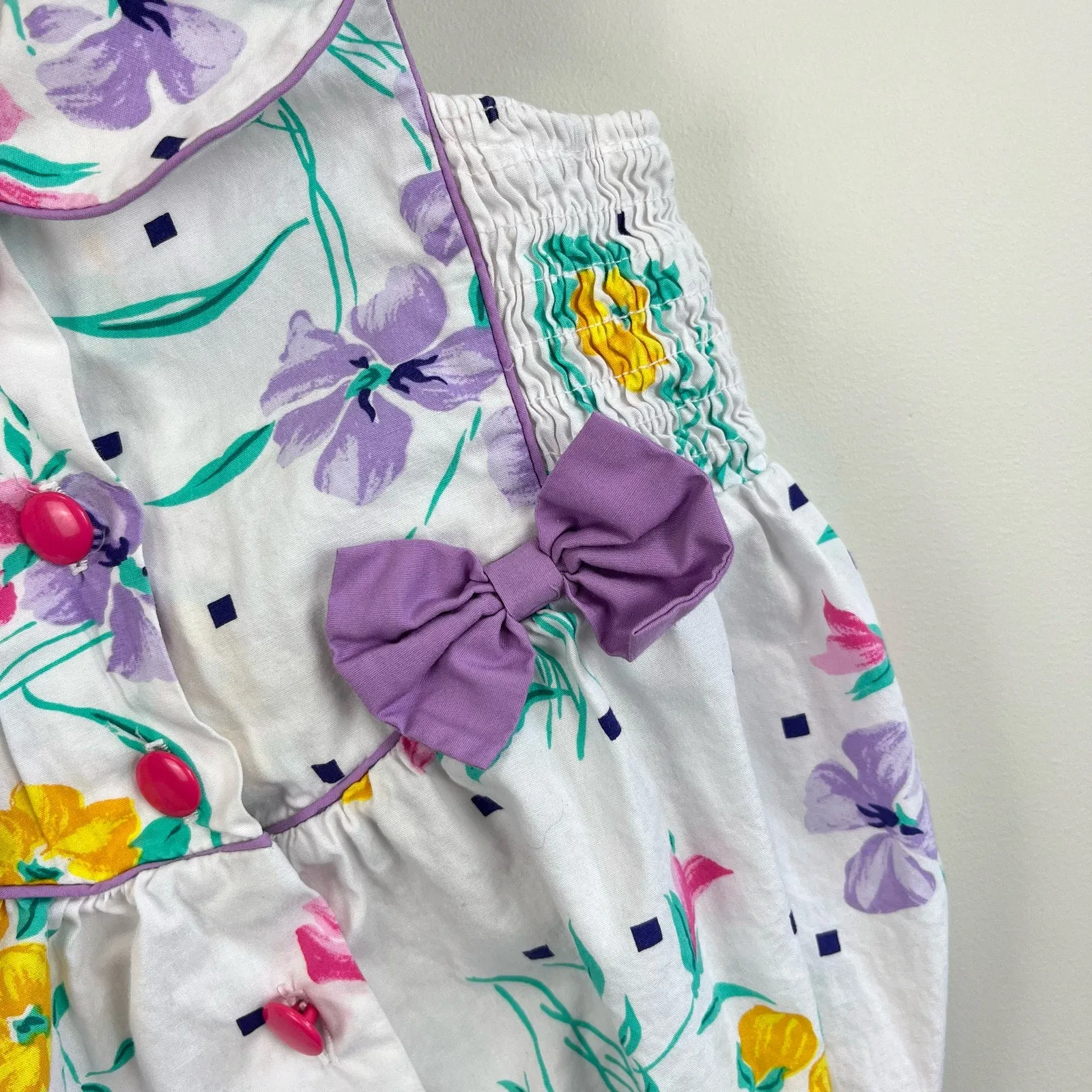 Vintage Floral Romper with Bows