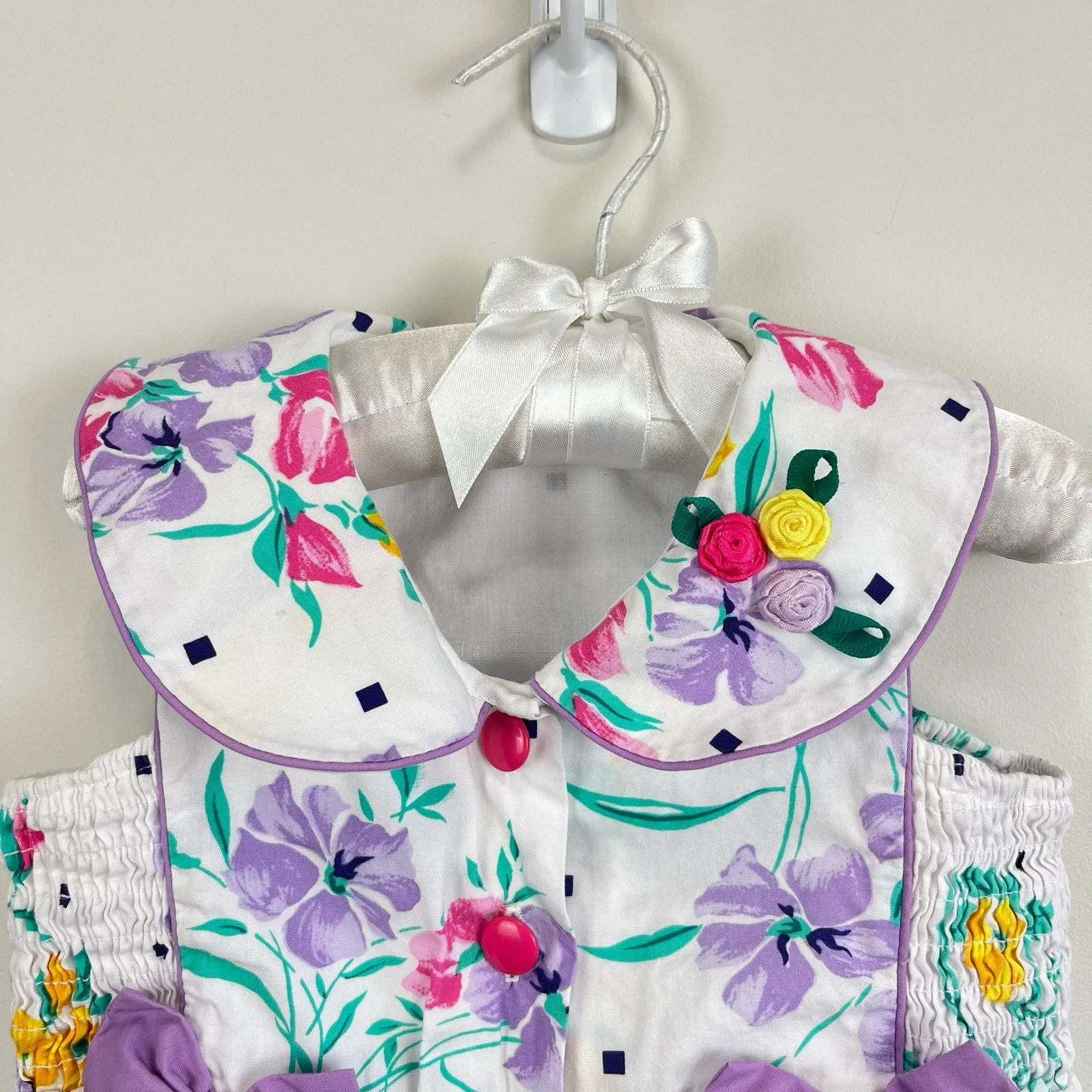 Vintage Floral Romper with Bows