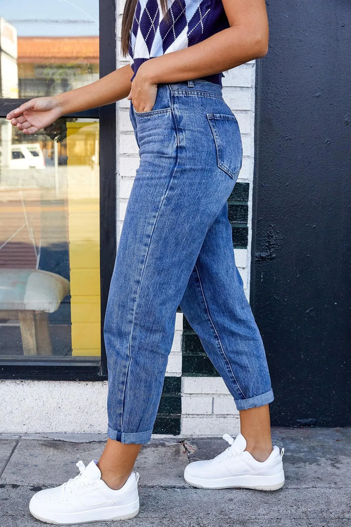Women's Dream Balloon Fit Rolled Cuff Ankle Jeans