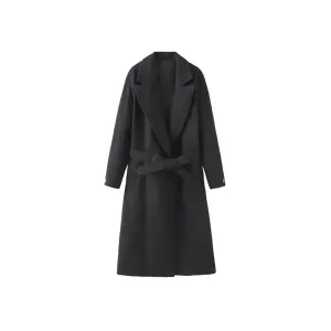 Women's Elegant Belted Warm Long Winter Coat | Ideal for Autumn/Winter