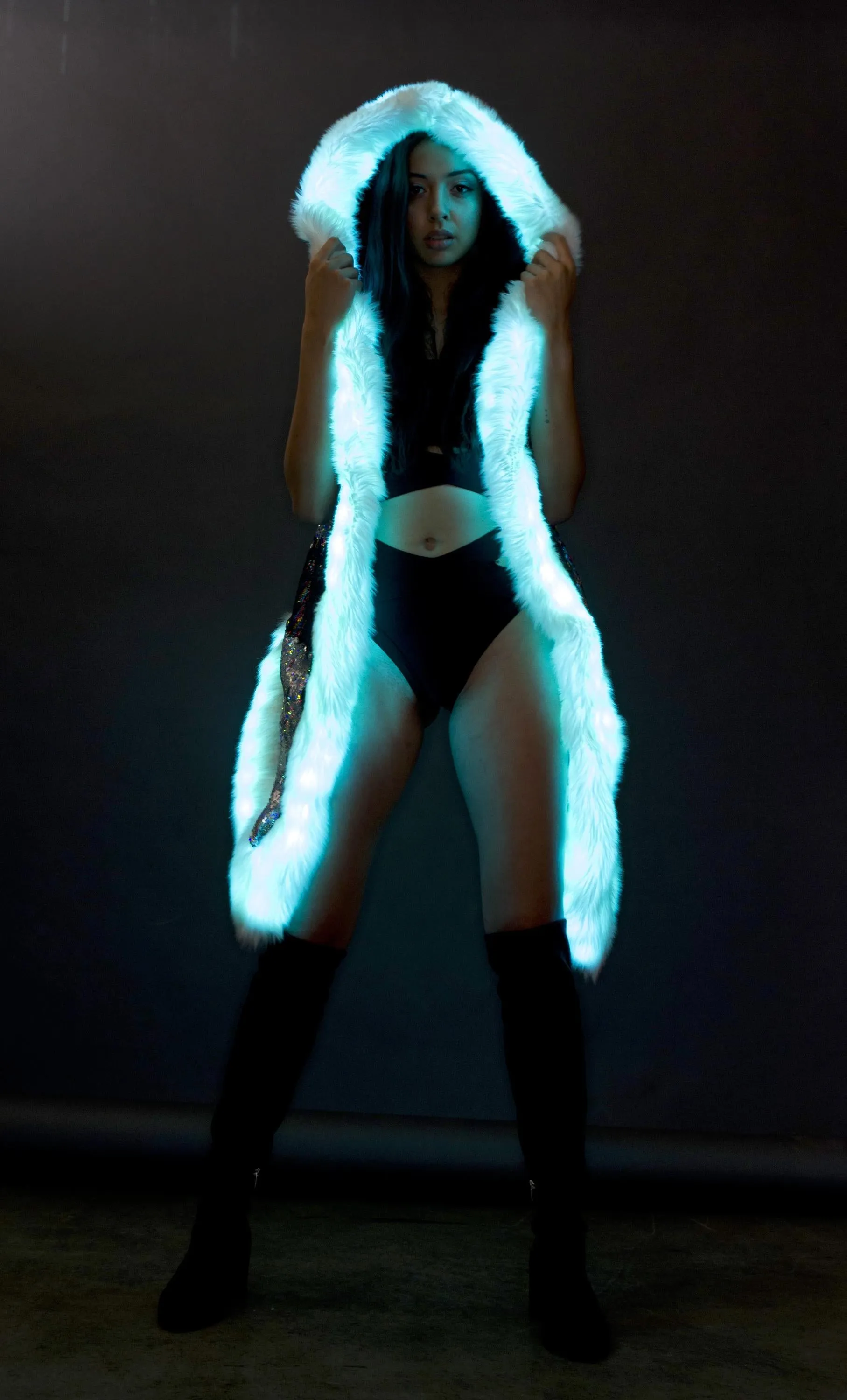 Women's LED Sequin Vest in "Purple/ Gold Rainbow"