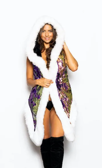 Women's LED Sequin Vest in "Purple/ Gold Rainbow"