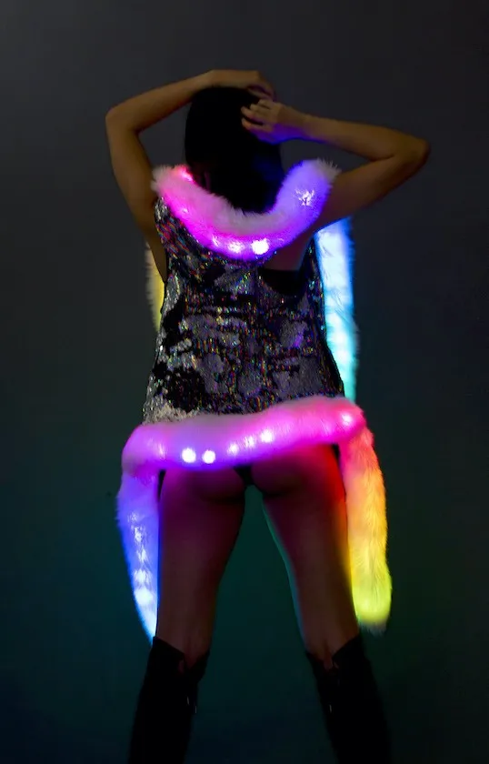 Women's LED Sequin Vest in "Purple/ Gold Rainbow"