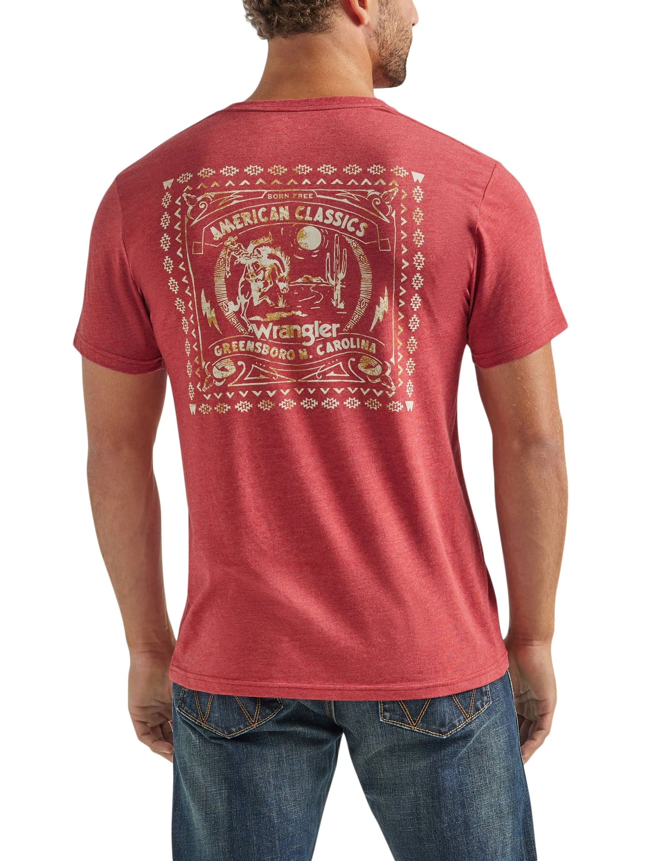 Wrangler Men's American Classic Graphic Brick Red Heather T-Shirt 112339563