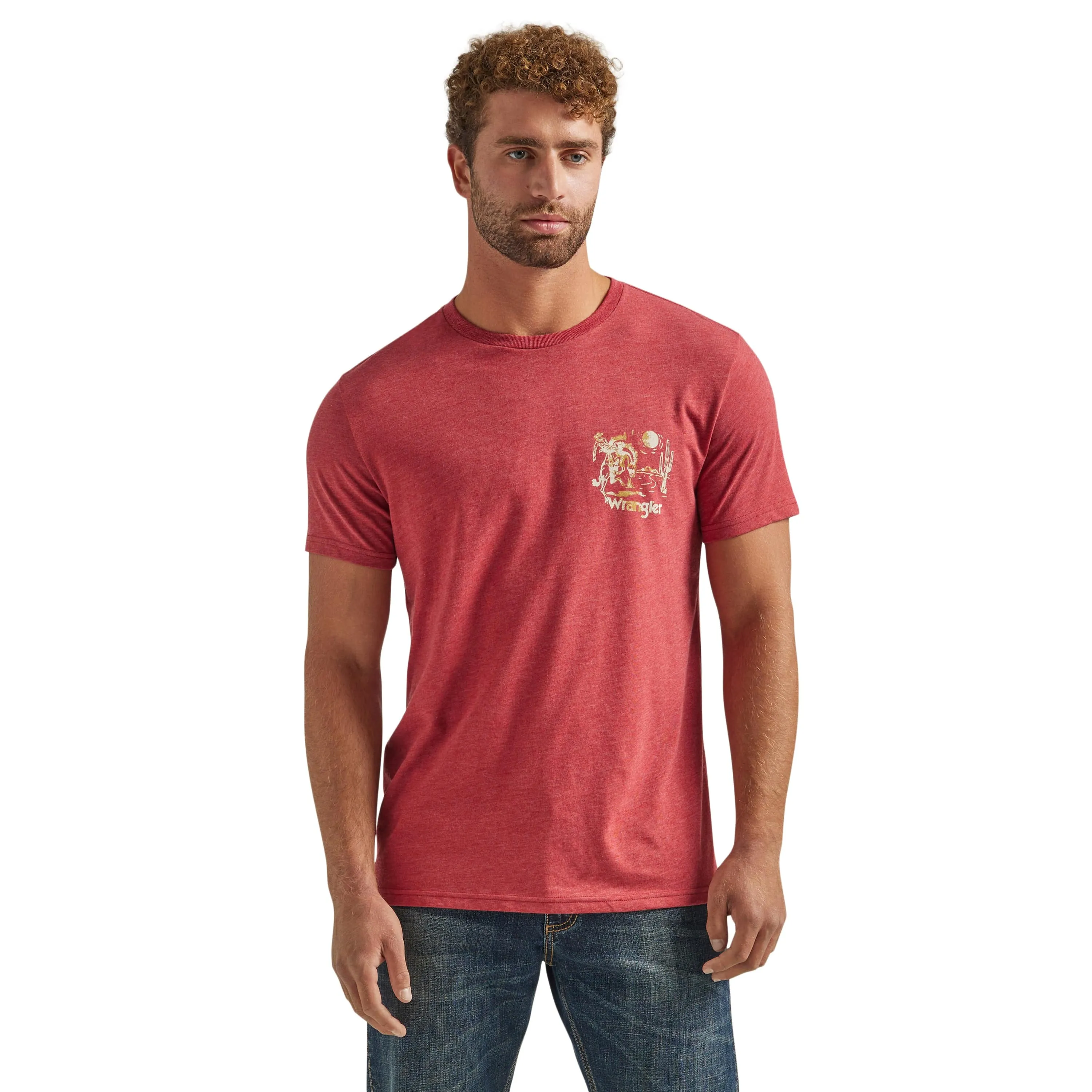 Wrangler Men's American Classic Graphic Brick Red Heather T-Shirt 112339563