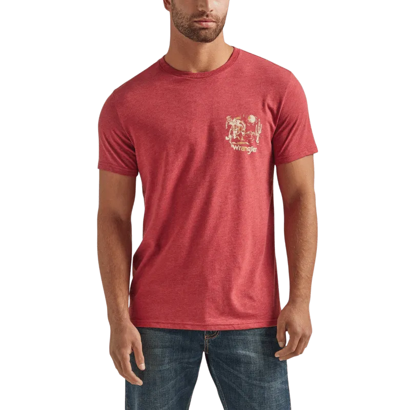 Wrangler Men's American Classic Graphic Brick Red Heather T-Shirt 112339563