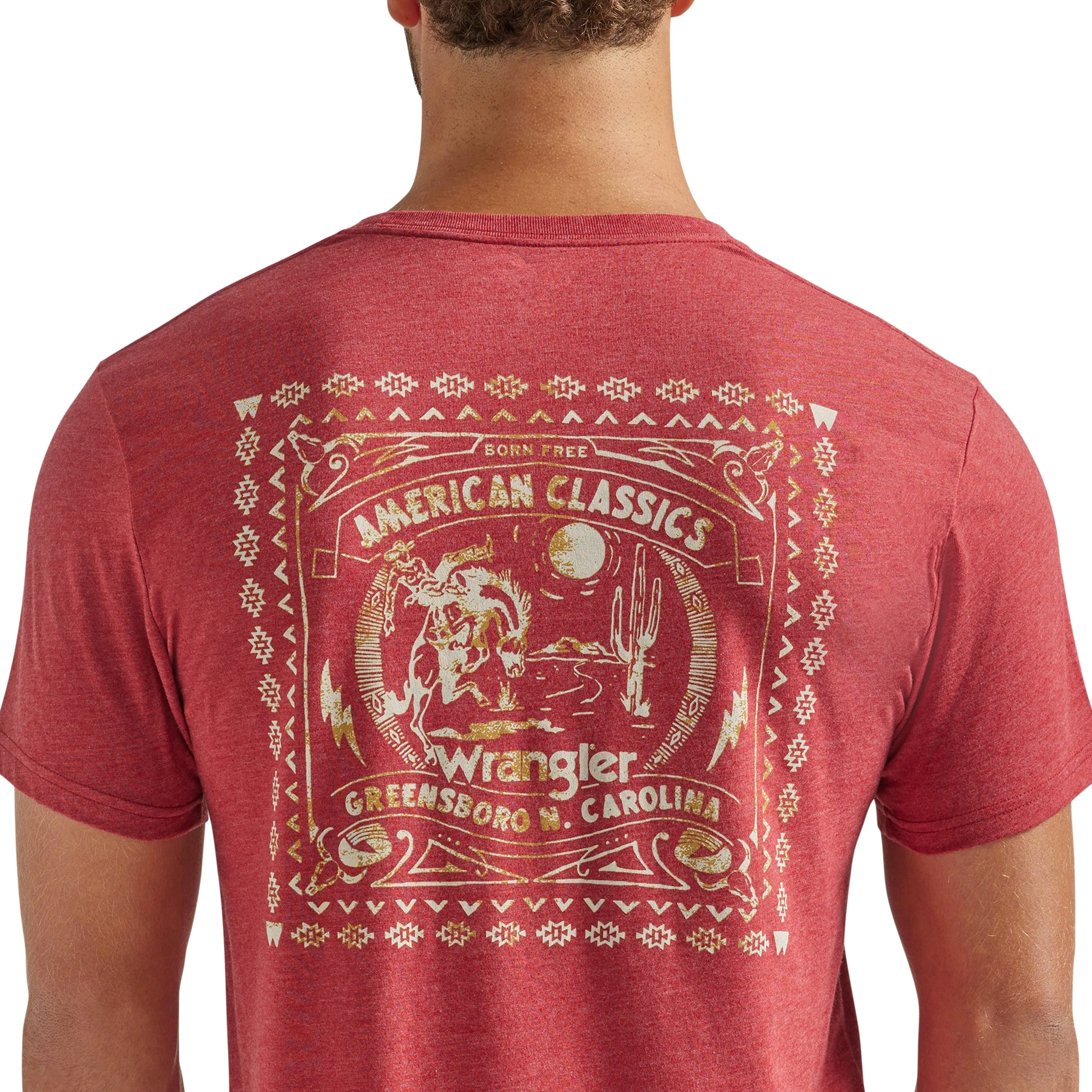 Wrangler Men's American Classic Graphic Brick Red Heather T-Shirt 112339563